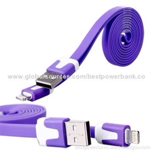 Noodle-shaped Phone Cables with Fashionable Multi-functional USB Charger Data Sync, 6mm Width